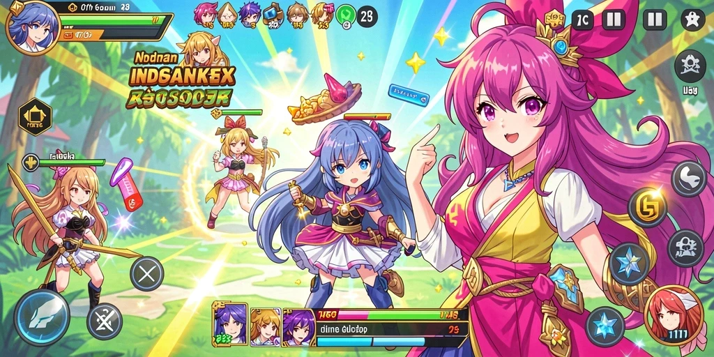 Tampilan karakter utama yang dinamis dan colorful.