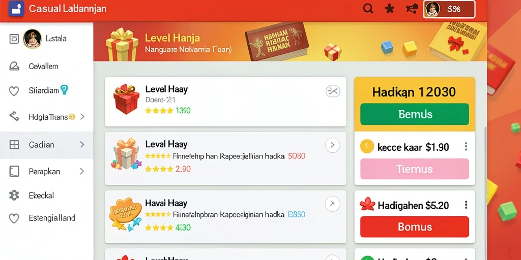 Screenshot menunjukkan tampilan antarmuka game yang menarik.